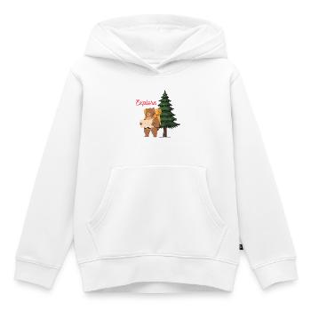 Explore Camping Shirt – Bear in the Woods - Sweat Premium à capuche enfant bio - blanc - Devant - AI Model Kid Female (0cm)