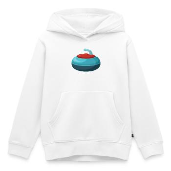 Pierre de curling - Sweat Premium à capuche enfant bio - blanc - Devant - AI Model Kid Female (0cm)