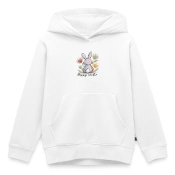 Joyeux lapin de Pâques - Sweat Premium à capuche enfant bio - blanc - Devant - AI Model Kid Female (0cm)