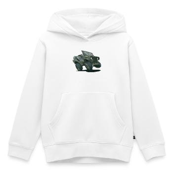 Dessin animé Willys MB sur véhicule tout-terrain | RCCX - Sweat Premium à capuche enfant bio - blanc - Devant - AI Model Kid Female (0cm)