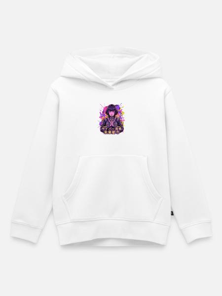 Cyber Geisha im Neonstadt - Kinder Premium Organic Hoodie - Weiß
