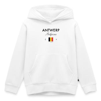 Antwerpen Belgien Koordinaten Reise Souvenir - Kinder Premium Organic Hoodie - Weiß - Vorne - AI Model Kid Female (0cm)