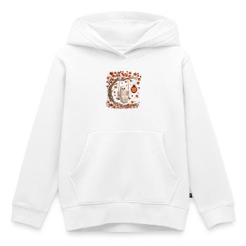 Fantôme d’Halloween en balançoire avec Automne de la citrouille - Sweat Premium à capuche enfant bio - blanc - Devant - AI Model Kid Female (0cm)