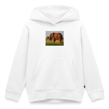 Éléphant sur la savane - Sweat Premium à capuche enfant bio - blanc - Devant - AI Model Kid Female (0cm)