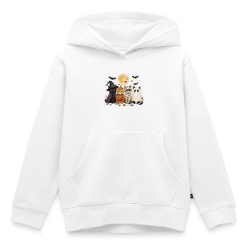 Costume de fantôme de la sorcière citrouille et de la citrouille d’Halloween - Sweat Premium à capuche enfant bio - blanc - Devant - AI Model Kid Female (0cm)