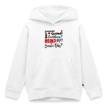 mots interrogatifs - français - Sweat Premium à capuche enfant bio - blanc - Devant - AI Model Kid Female (0cm)