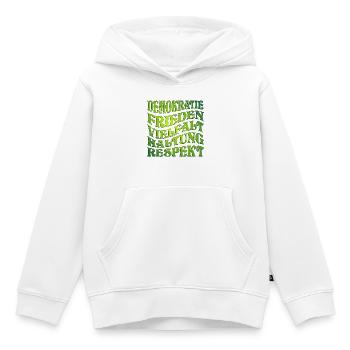 DEMOKRATIE - HALTUNG GRÜN - Kinder Premium Organic Hoodie - Weiß - Vorne - AI Model Kid Female (0cm)