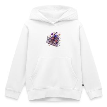 Cassette botanique analogique - Sweat Premium à capuche enfant bio - blanc - Devant - AI Model Kid Female (0cm)