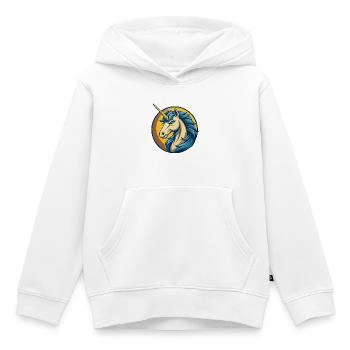 Unicorn Kawaii Maskottchen Cartoon Clipart Logo Abzeichen - Kinder Premium Organic Hoodie - Weiß - Vorne - AI Model Kid Female (0cm)