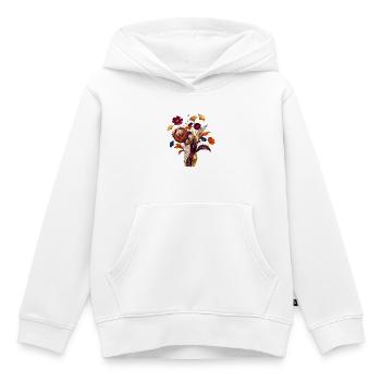 Vase Floral Géométrique Doré - Sweat Premium à capuche enfant bio - blanc - Devant - AI Model Kid Female (0cm)