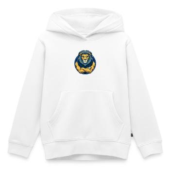 Lion Kawaii Mascotte Personnage de dessin animé Logo clipart - Sweat Premium à capuche enfant bio - blanc - Devant - AI Model Kid Female (0cm)