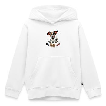 Assieds-toi Reste Aime Jack Russell Vie de chiot - Sweat Premium à capuche enfant bio - blanc - Devant - AI Model Kid Female (0cm)