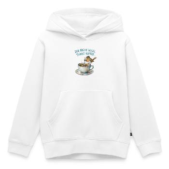 Der frühe Vogel trinkt Kaffee - Kinder Premium Organic Hoodie - Weiß - Vorne - AI Model Kid Female (0cm)
