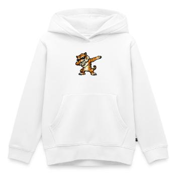 Dabbing Säbelzahntiger - Kinder Premium Organic Hoodie - Weiß - Vorne - AI Model Kid Female (0cm)