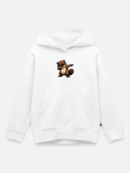 Dabbing Biber - Kinder Premium Organic Hoodie - Weiß