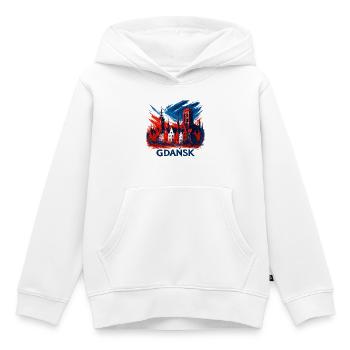 Gdańsk Danzig Skyline Wappen: Patriotischer Stolz - Kinder Premium Organic Hoodie - Weiß - Vorne - AI Model Kid Female (0cm)