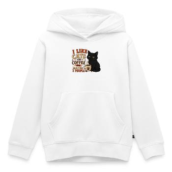 Ich mag Katzen und Kaffee und vielleicht drei Leute - Kinder Premium Organic Hoodie - Weiß - Vorne - AI Model Kid Female (0cm)