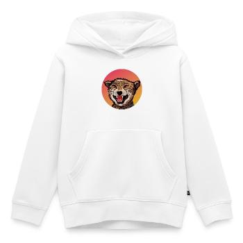 Farbenfrohes Leopard Design im Retro Look - Kinder Premium Organic Hoodie - Weiß - Vorne - AI Model Kid Female (0cm)