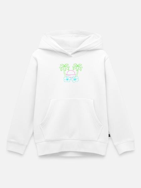 Neon Tropenstrand Sonnenuntergang - Kinder Premium Organic Hoodie - Weiß