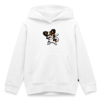 Dabbing Papillon in Comic Style - Kids Premium Organic Hoodie - white - Front - AI Model Kid Female (0cm)