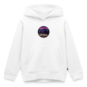Seoul City of Soul Korea Vintage-Reiseabzeichen - Kinder Premium Organic Hoodie - Weiß - Vorne - AI Model Kid Female (0cm)