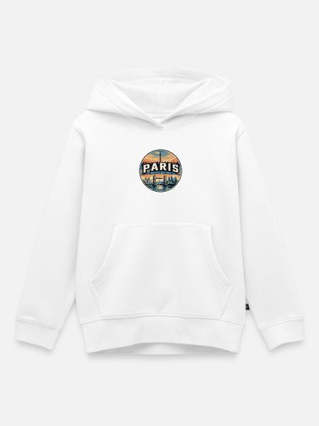 Retro Pariser Eiffelturm-Reiseabzeichen - Kinder Premium Organic Hoodie - Weiß