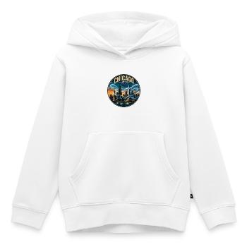 Chicago The Windy City Retro Skyline Abzeichen - Kinder Premium Organic Hoodie - Weiß - Vorne - AI Model Kid Female (0cm)