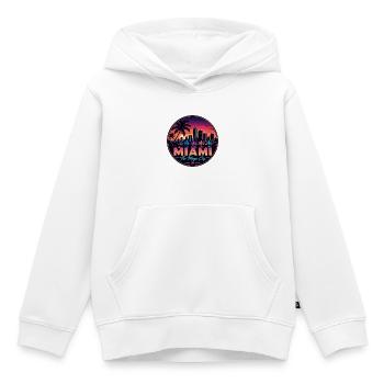 Miami Magic City Retro Sunset Palm Abzeichen - Kinder Premium Organic Hoodie - Weiß - Vorne - AI Model Kid Female (0cm)