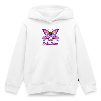 Schulkind 2026 Schmetterling Einschulung Blumen - Kinder Premium Organic Hoodie - Weiß - Vorne - AI Model Kid Female (0cm)