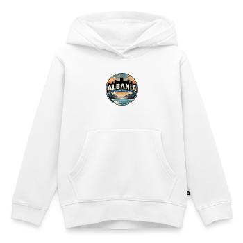 Retro Albanien Ksamil-Inseln-Abzeichen - Kinder Premium Organic Hoodie - Weiß - Vorne - AI Model Kid Female (0cm)