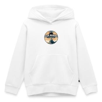 Retro-Abzeichen der Burg San Marino Guaita - Kinder Premium Organic Hoodie - Weiß - Vorne - AI Model Kid Female (0cm)