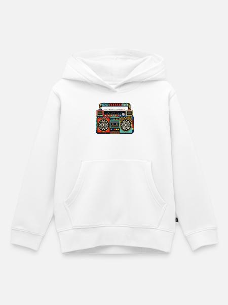 Retro Boombox – 80er Jahre Ghettoblaster - Kinder Premium Organic Hoodie - Weiß