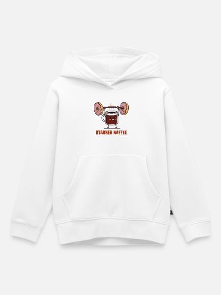 Starker Kaffee - Kaffee & Donuts Fitness - Kinder Premium Organic Hoodie - Weiß