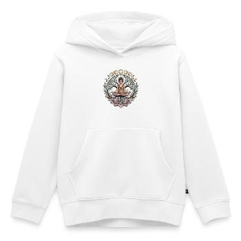 Yoga Woman Arbre de la Vie Phases de la Lune du Lotus - Atma Boho - Sweat Premium à capuche enfant bio - blanc - Devant - AI Model Kid Female (0cm)