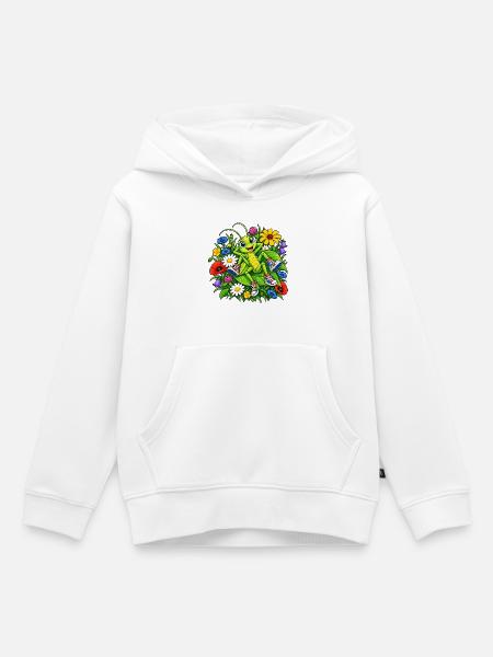 Grashüpfer Comic - Kinder Premium Organic Hoodie - Weiß