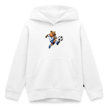 Süßes Capybara beim Fußball - Kinder Premium Organic Hoodie - Weiß - Vorne - AI Model Kid Female (0cm)