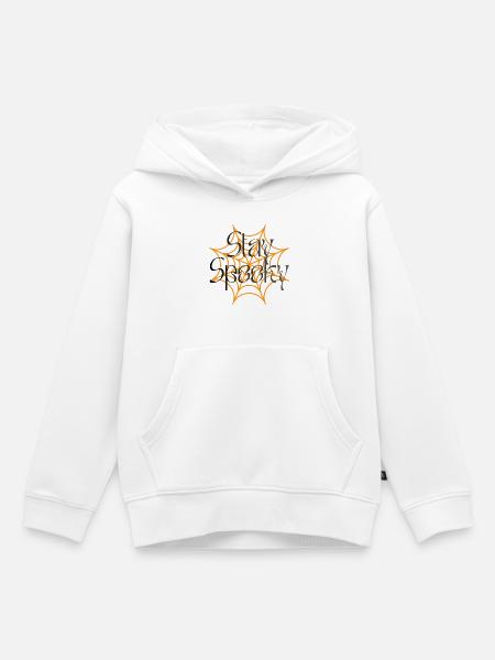 Stay Spooky Spider Web Grafik - Kinder Premium Organic Hoodie - Weiß