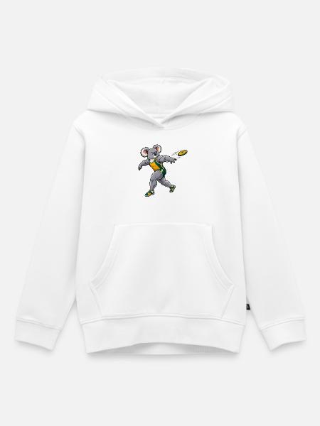 Koala beim Diskuswurf – Leichtathletik - Kinder Premium Organic Hoodie - Weiß
