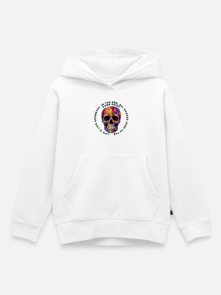 Bunter Patchwork Schädel - Kinder Premium Organic Hoodie - Weiß