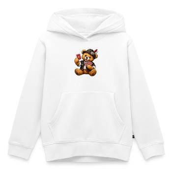 Teddybär Kartenspieler - Geschenk für Spielfreunde - Kinder Premium Organic Hoodie - Weiß - Vorne - AI Model Kid Female (0cm)