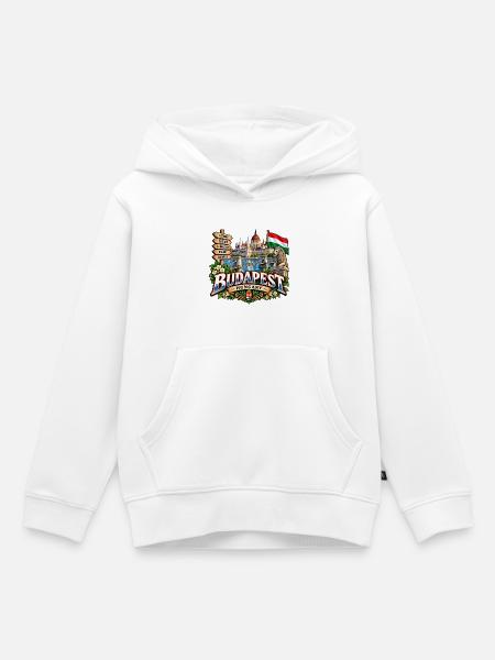 Budapest – Donau, Parlament & Ungarn - Kinder Premium Organic Hoodie - Weiß