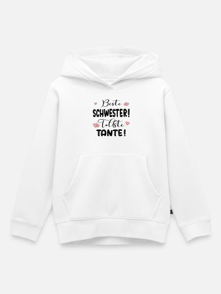Schwester Tante Baby - Kinder Premium Organic Hoodie - Weiß