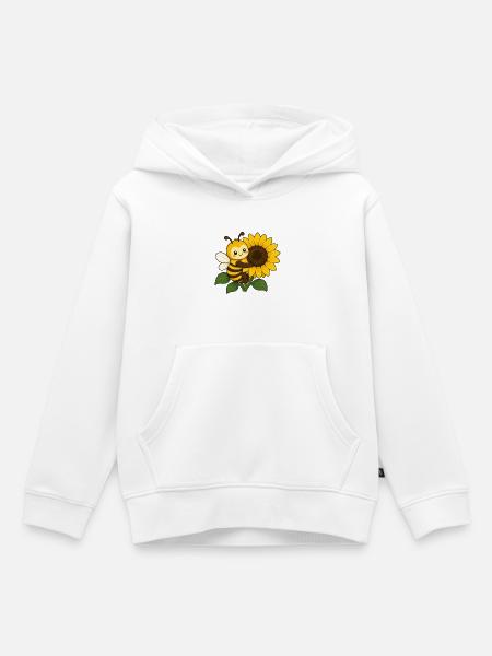Bee Sunflower Hug – Sunny Buzz - Kinder Premium Organic Hoodie - Weiß