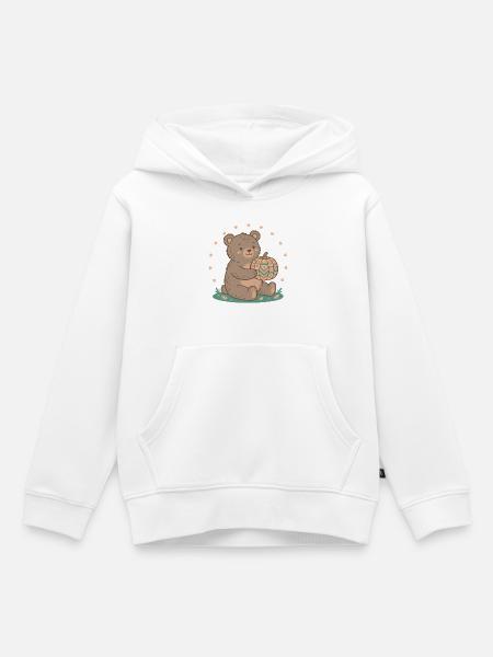 Teddybär mit Kürbiskuchen - Kinder Premium Organic Hoodie - Weiß
