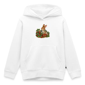 Hase bei der Erdbeerernte - Kinder Premium Organic Hoodie - Weiß - Vorne - AI Model Kid Female (0cm)