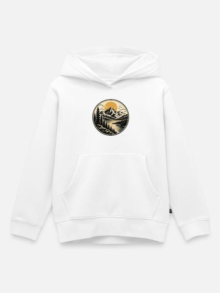 Berglandschaft am Sonnenuntergangsee - Kinder Premium Organic Hoodie - Weiß