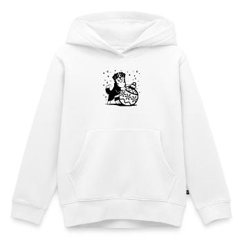 Süßer Berner Sennenhund mit Weihnachtskugel - Kinder Premium Organic Hoodie - Weiß - Vorne - AI Model Kid Female (0cm)