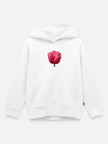 Rosa Tulpenblüte - Kinder Premium Organic Hoodie - Weiß