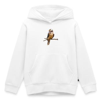 Lachender Hans Kookaburra Vogel Vektor Grafik - Kinder Premium Organic Hoodie - Weiß - Vorne - AI Model Kid Female (0cm)