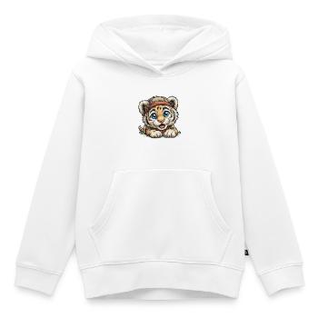 Kleiner Tiger mit rotem Stirnband - Kinder Premium Organic Hoodie - Weiß - Vorne - AI Model Kid Female (0cm)